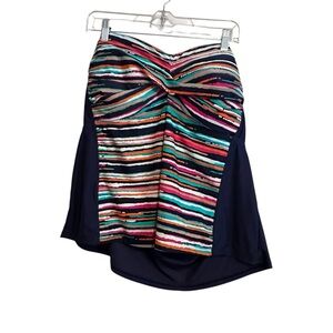 Catalina Staples Navy Blue Multicolor Stripe Strapless Tankini Size 3X
